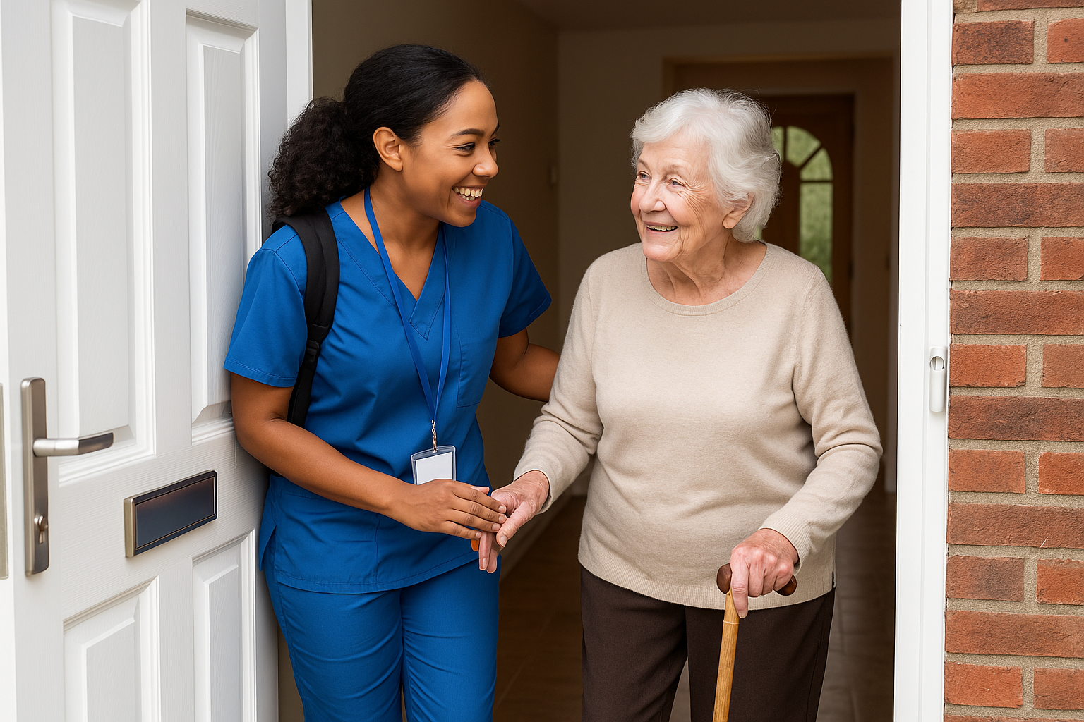carer arriving at a client's home